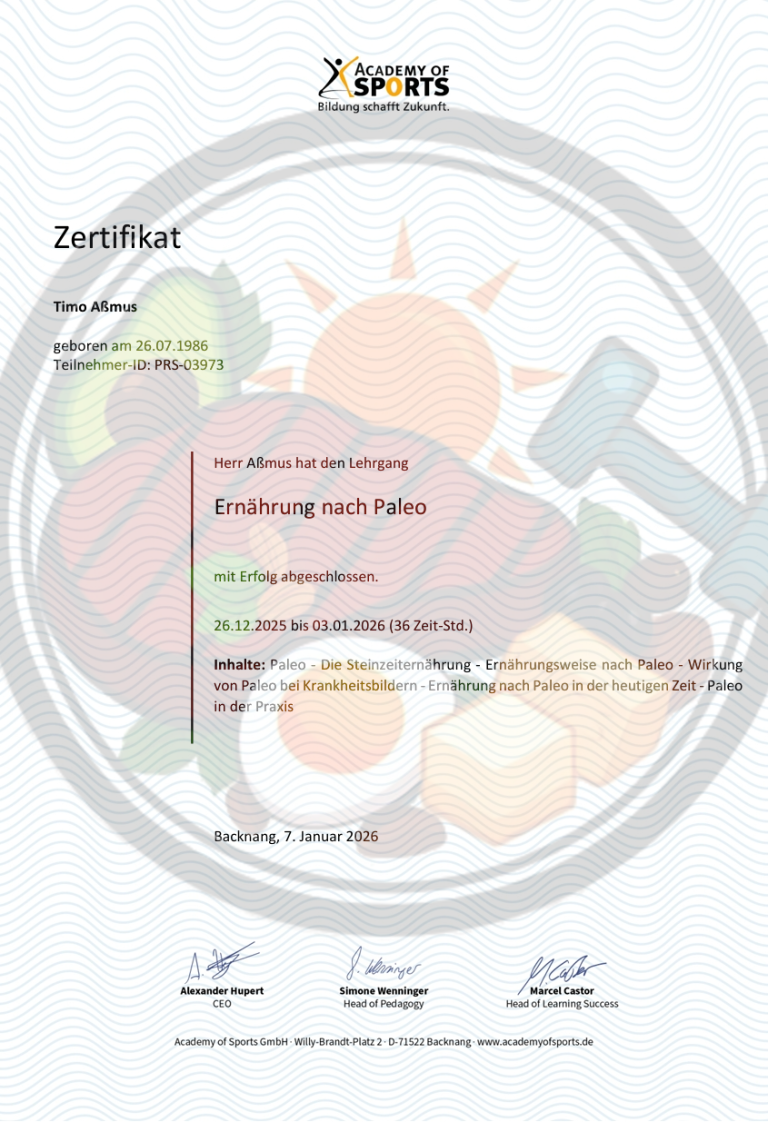 Zertifikat Ernährung C-Lizenz